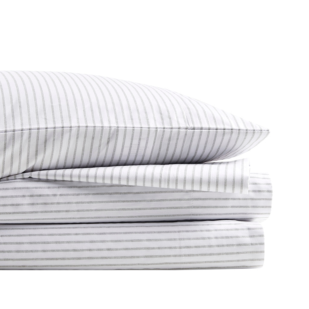 200 Thread Count Printed Cotton Sheet Set - Grey Stripe