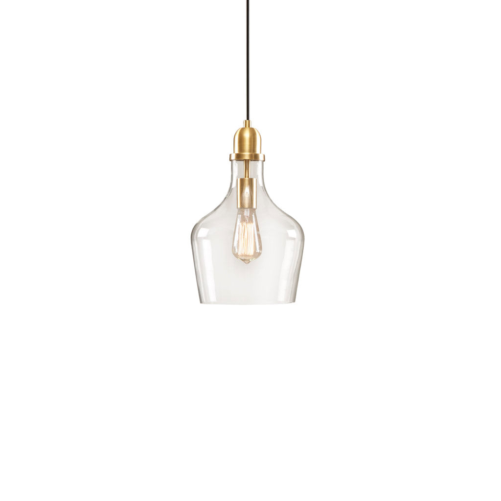 Auburn Bell Shaped Hanging Glass Pendant Light - Gold/Clear