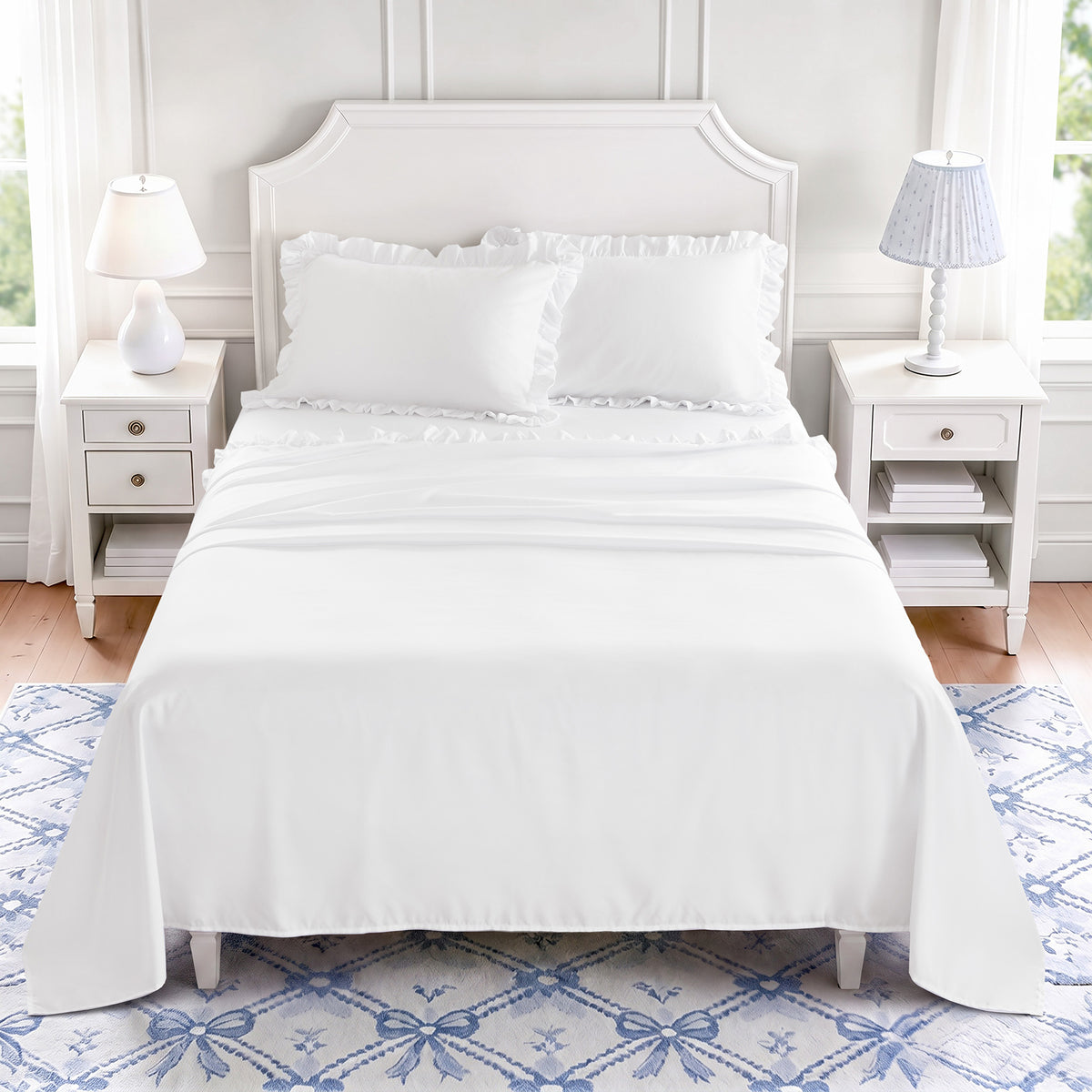 Microfiber Ruffle Sheets - Bright White