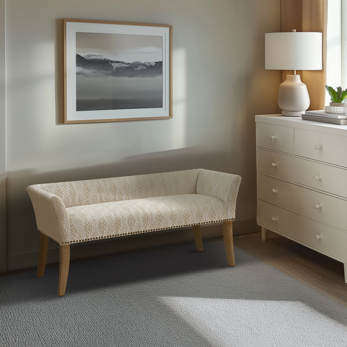 Welburn Upholstered Bench - Taupe Multi