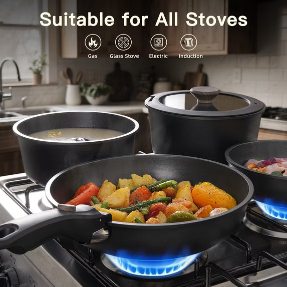 Astercook Stackable 20-Piece Pots & Pans Set โ Space-Saving Nonstick Cookware