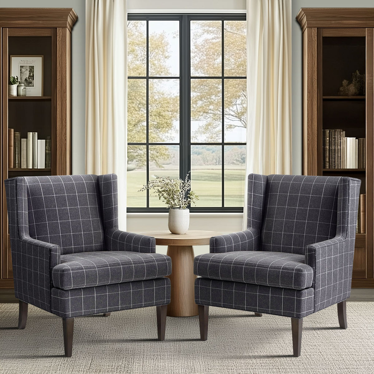 Decker Wingback Armchair - Charcoal