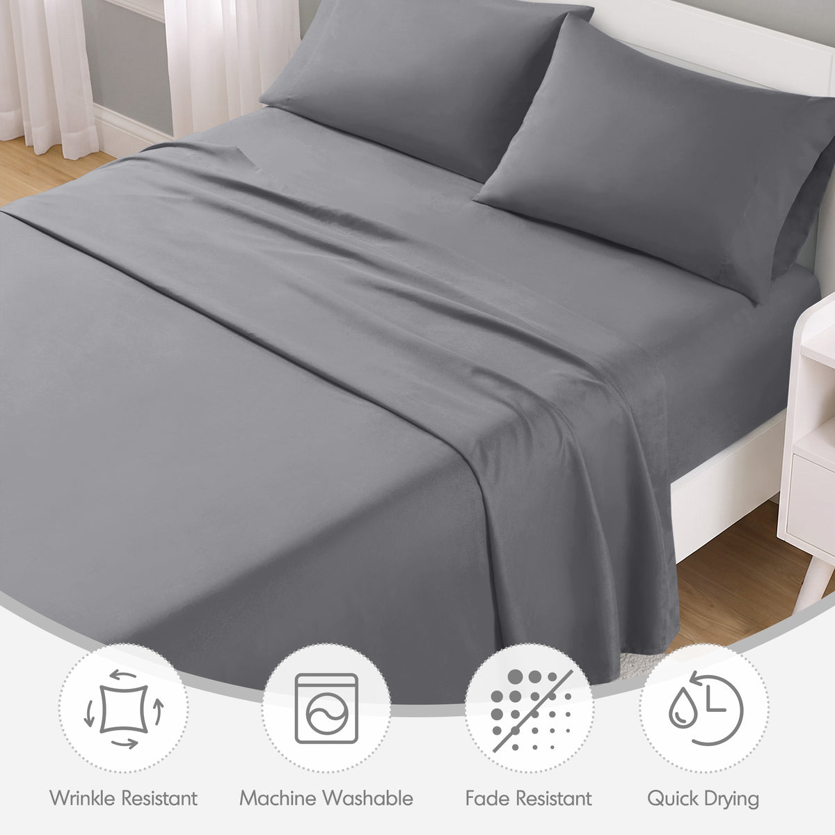 Microfiber All Season Soft Touch Sheet Set - Charcoal