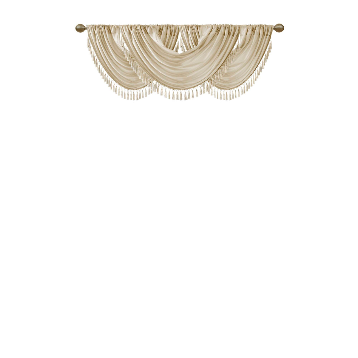 Elena Faux Silk Waterfall Embellished Valance - Champagne