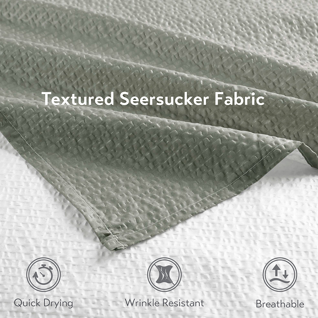 Ara Ombre Printed Seersucker Shower Curtain - Grey