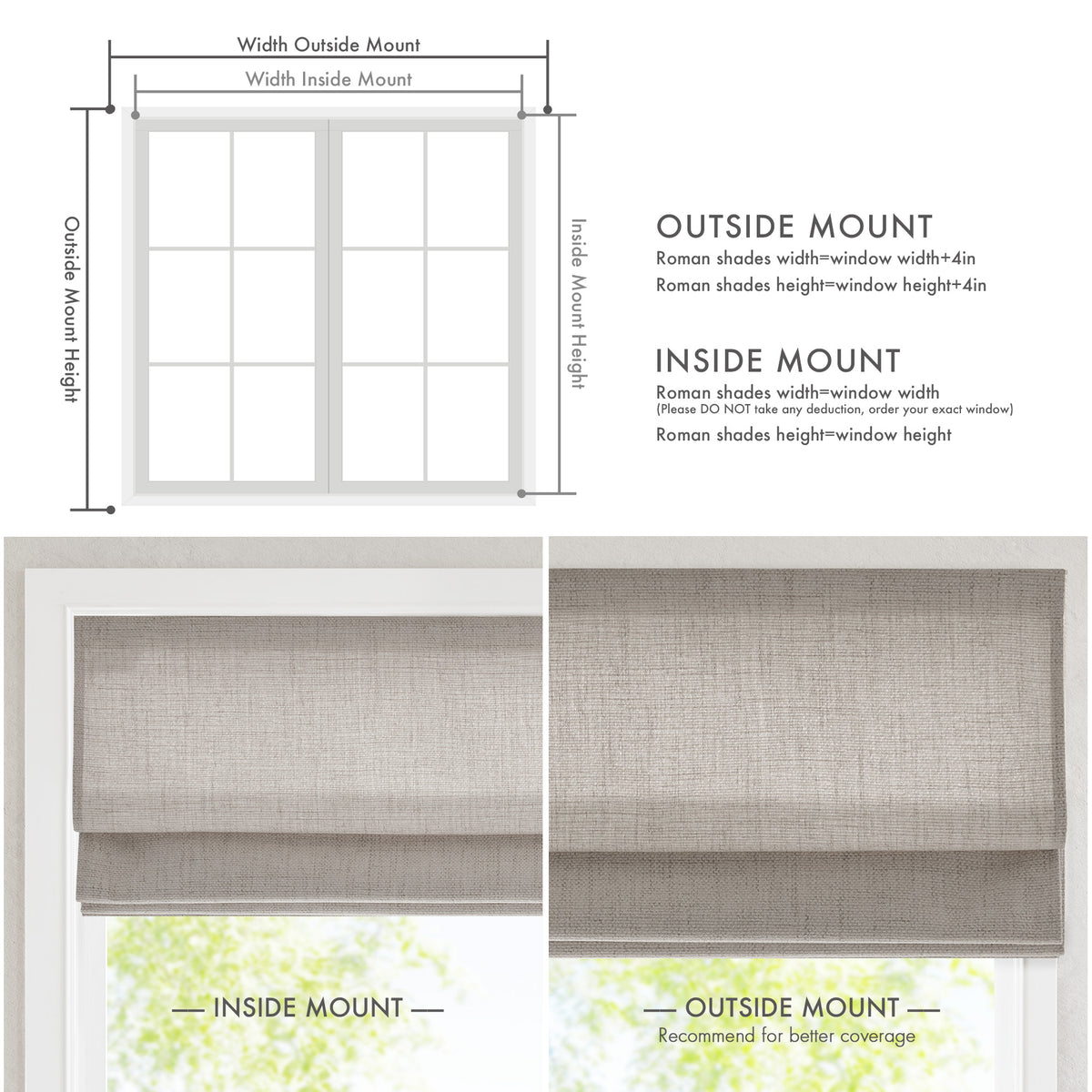 Mira Cordless Roman Shade - Grey