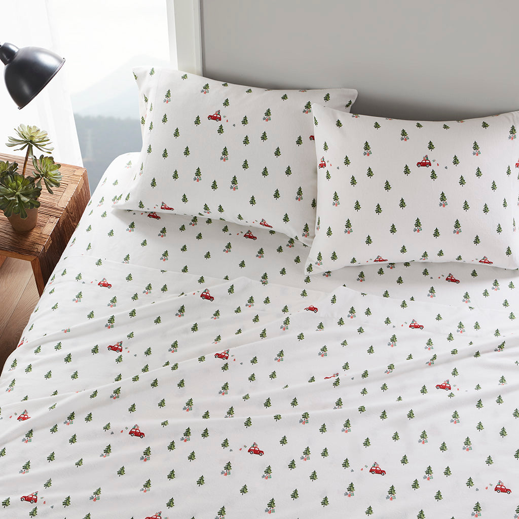 Cotton Flannel Sheet Set - Green Tree Trip