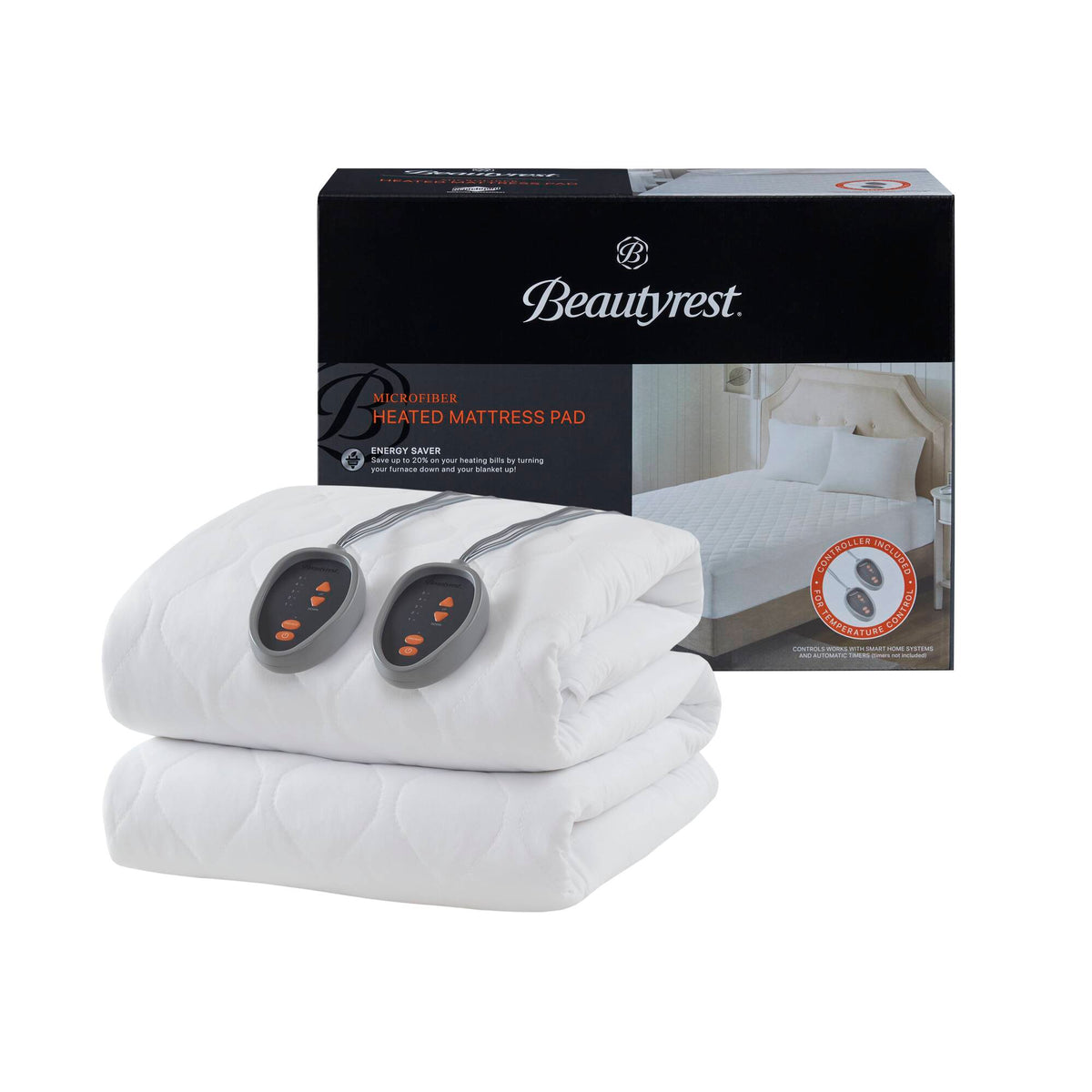 Heated Microfiber Mattress Pad with 3M Scotchgard - White