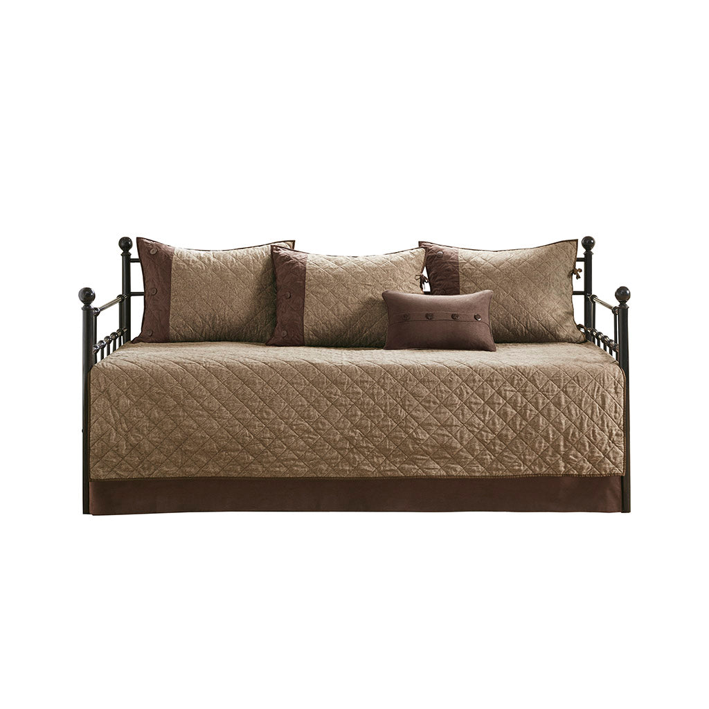 Boone 6 Piece Reversible Daybed Cover Set - Brown