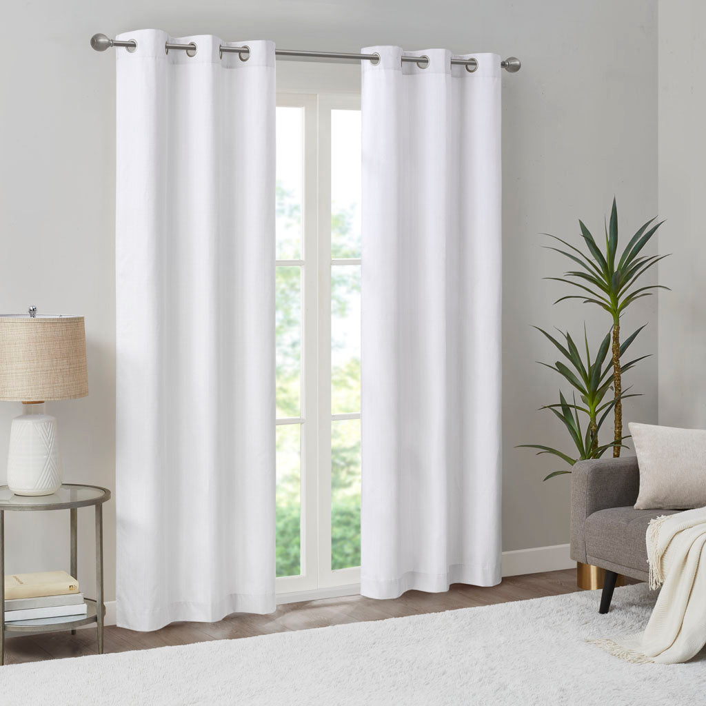 Galen Basketweave Room Darkening Curtain Panel Pair - White