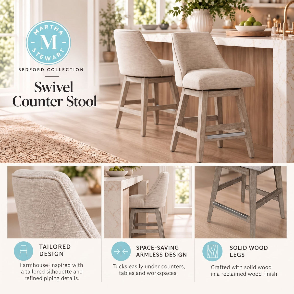 Winfield Swivel Counter Stool - Cream