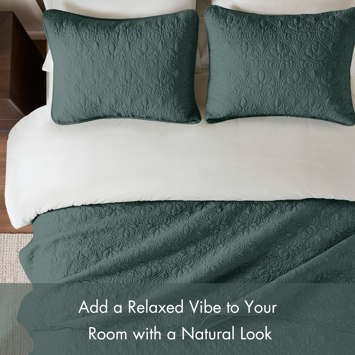 Quebec Reversible Quilt Set - Balsam Green