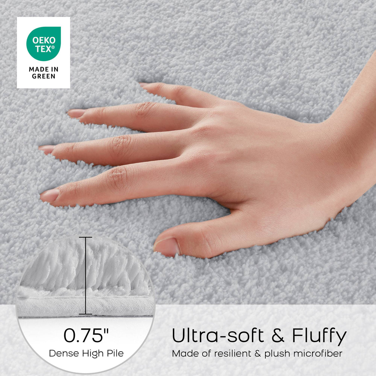 Marshmallow Bath Rug Collection - Silver