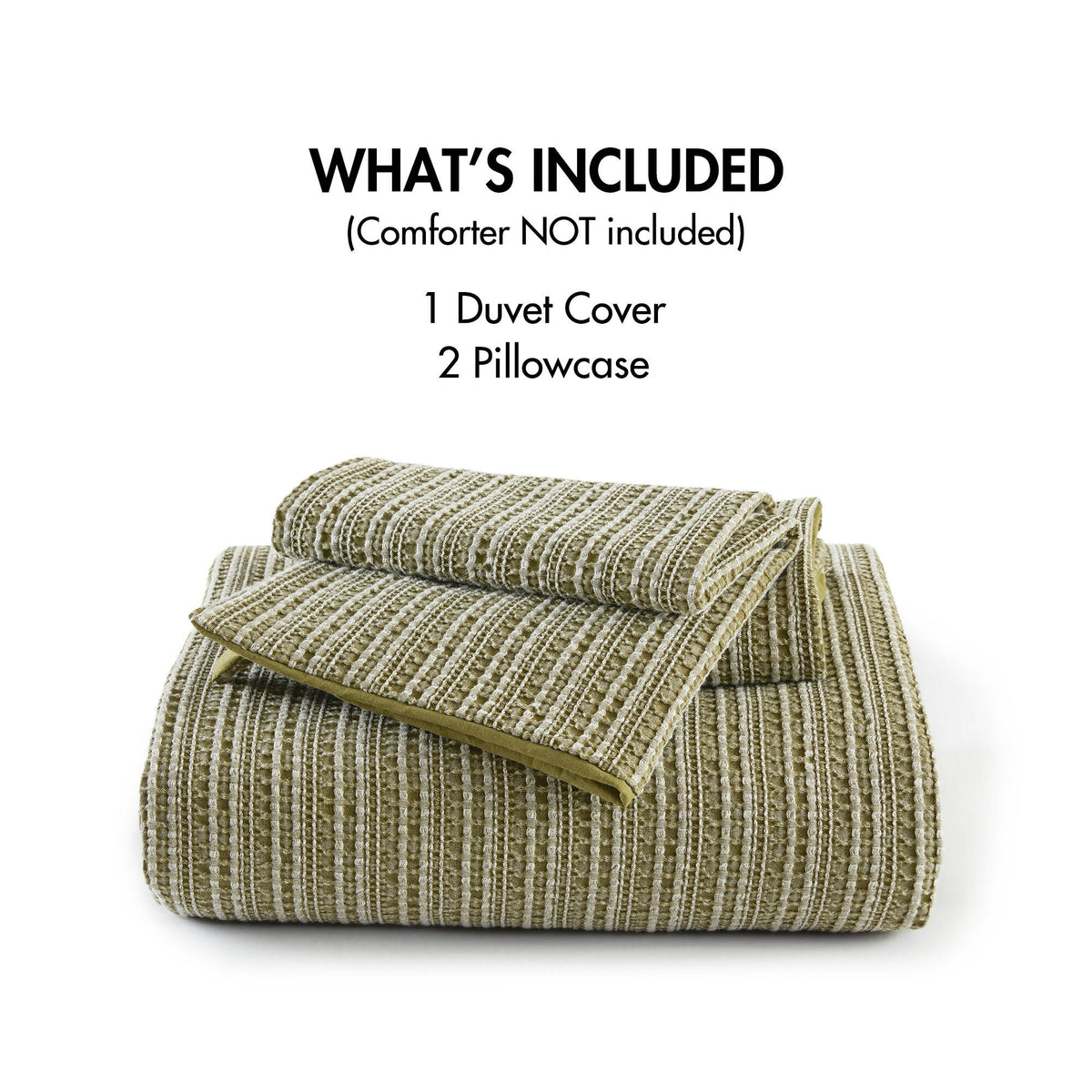 Lyon Waffle Washed Duvet Set - Green