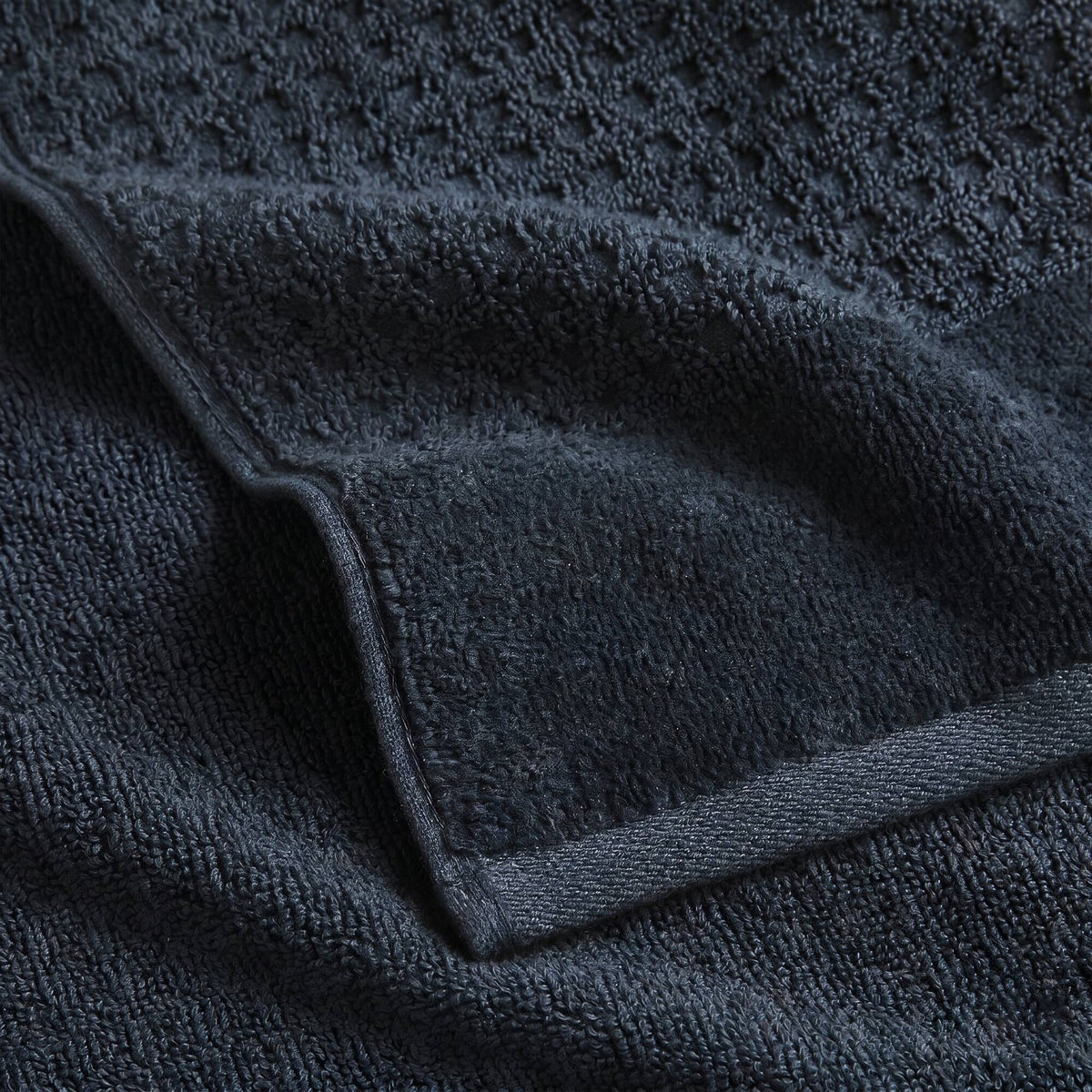 Spa Waffle Cotton Jacquard Bath Towel 6 Piece Set - Navy