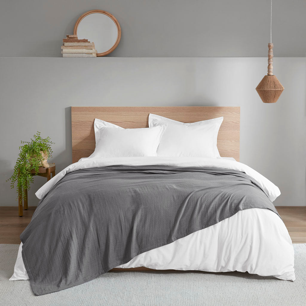 Gauze 100% Cotton Lightweight Blanket - Charcoal