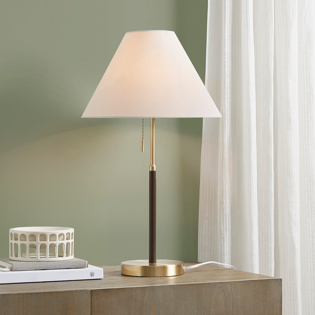Bromley Two Tone Pull-chain Table Lamp - Gold/Brown