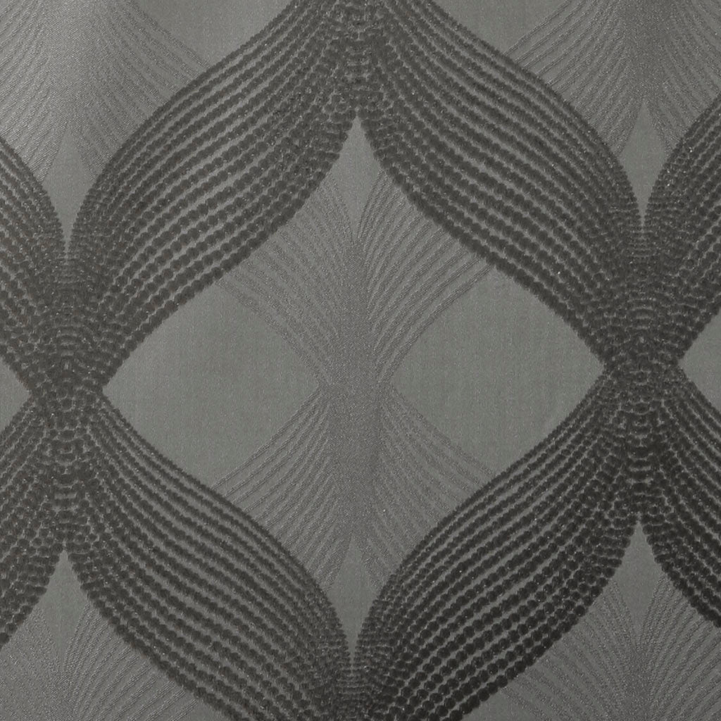 Bentley Ogee Knitted Jacquard Total Blackout Curtain Panel - Charcoal
