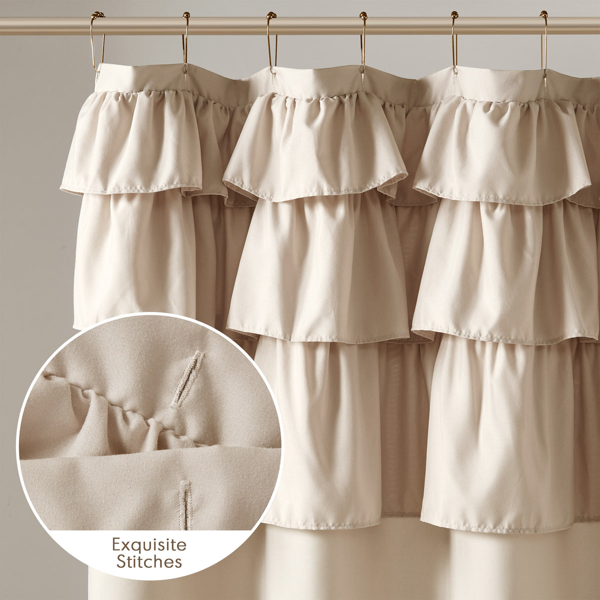 Grace Ruffled Shower Curtain - Beige