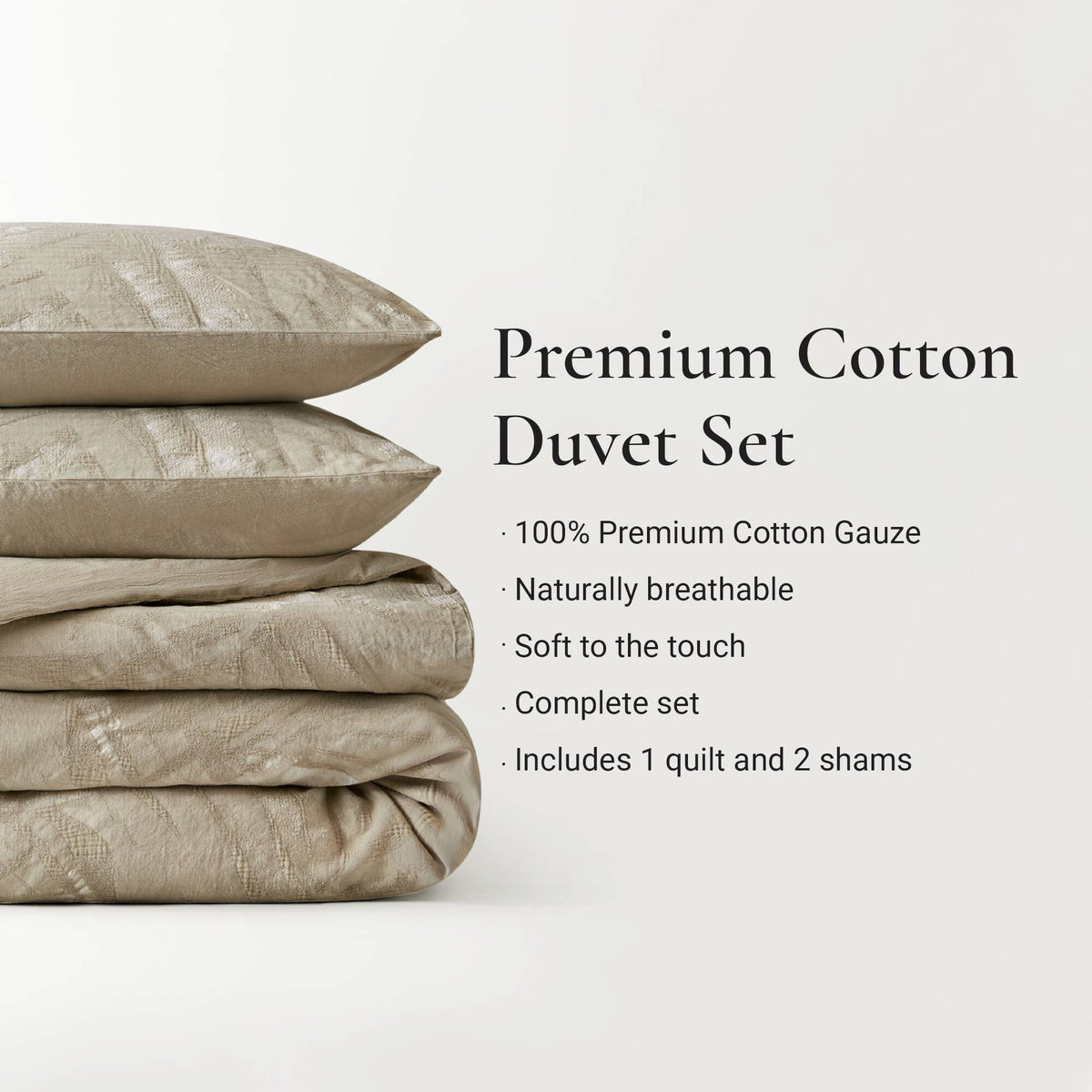 Coastal Leaves 3 Piece 3 Piece Cotton Duvet Set - Linen