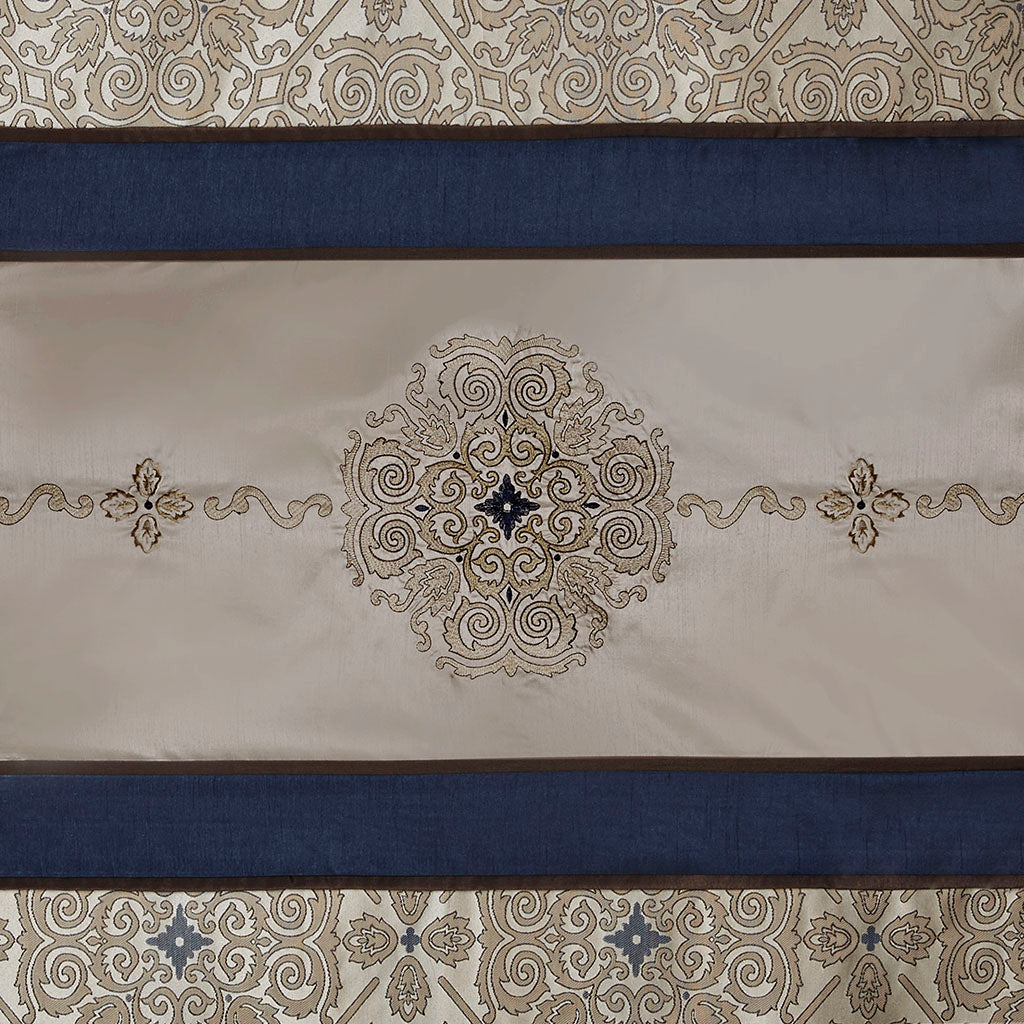 Donovan Embroidered Shower Curtain - Navy