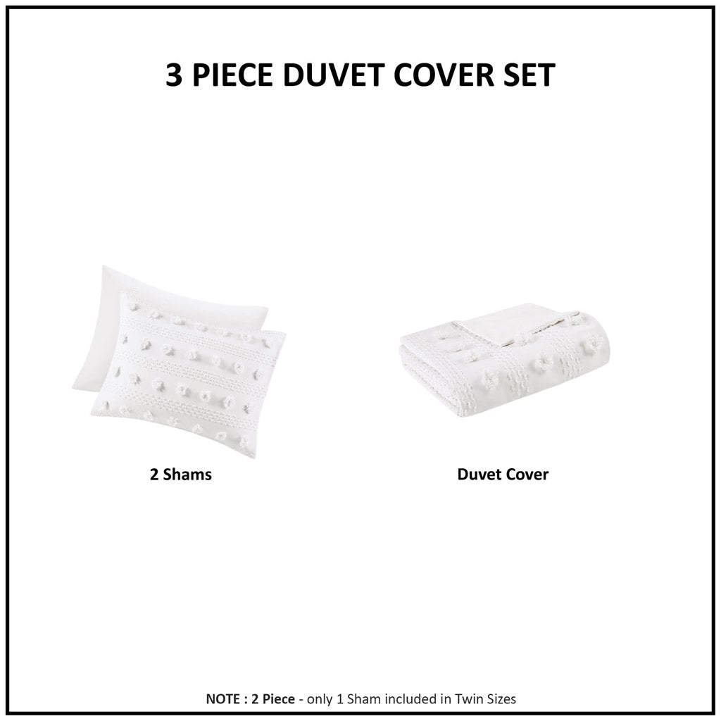 Lucy Clip Jacquard Duvet Cover Set - Ivory