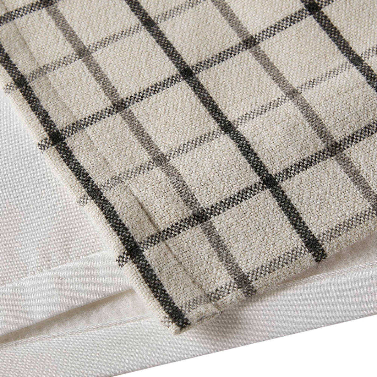 Anaheim Plaid Rod Pocket and Back Tab Curtain Panel with Fleece Lining - Black