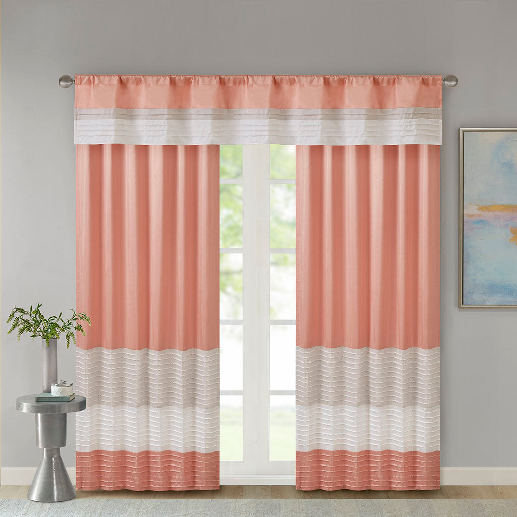 Amherst Polyoni Pintuck Window Valance - Coral