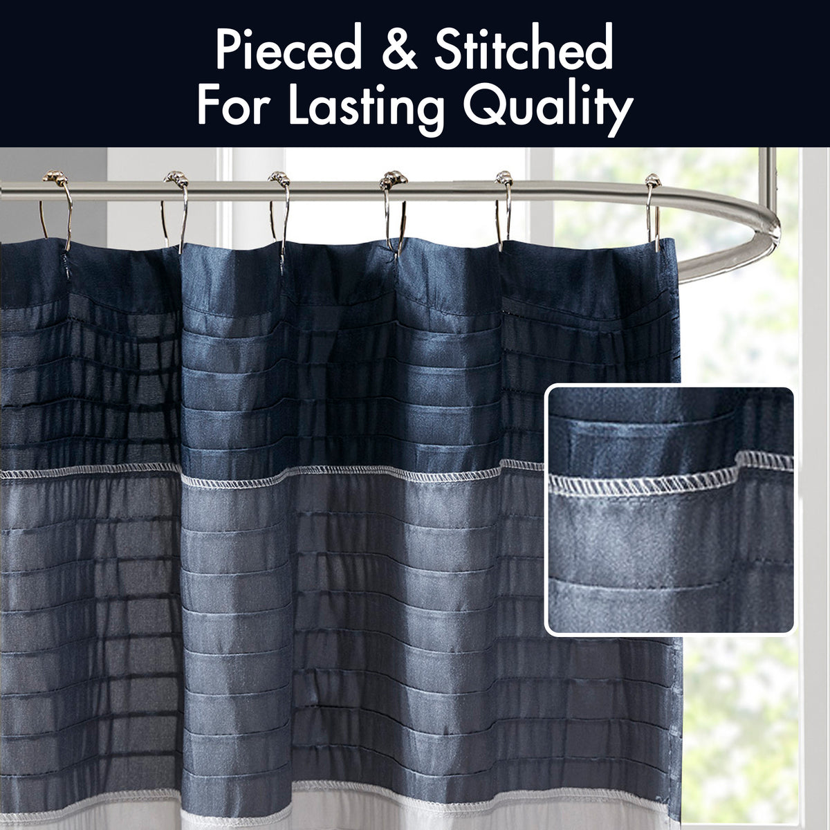 Amherst Faux Silk Shower Curtain - Navy