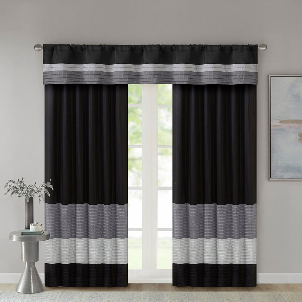 Amherst Polyoni Pintuck Window Valance - Black