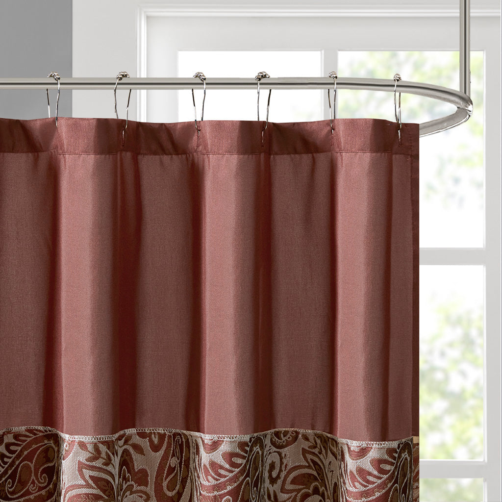 Aubrey Jacquard Shower Curtain - Burgundy