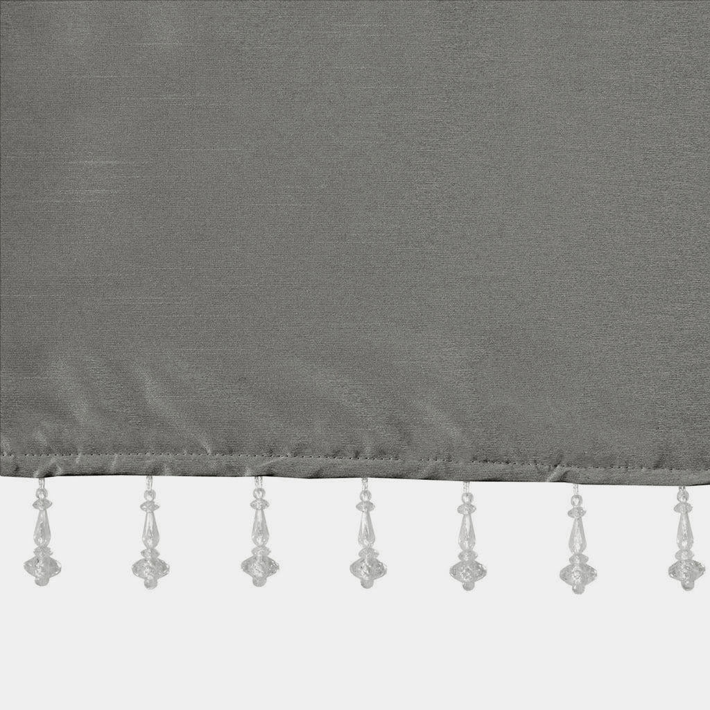 Emilia Lightweight Faux Silk Valance With Beads - Charcoal