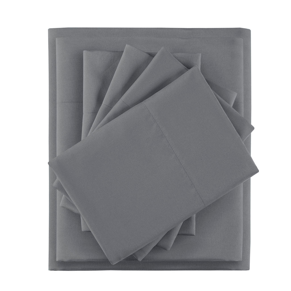 Microfiber Sheet Set with Side Storage Pockets - Charcoal