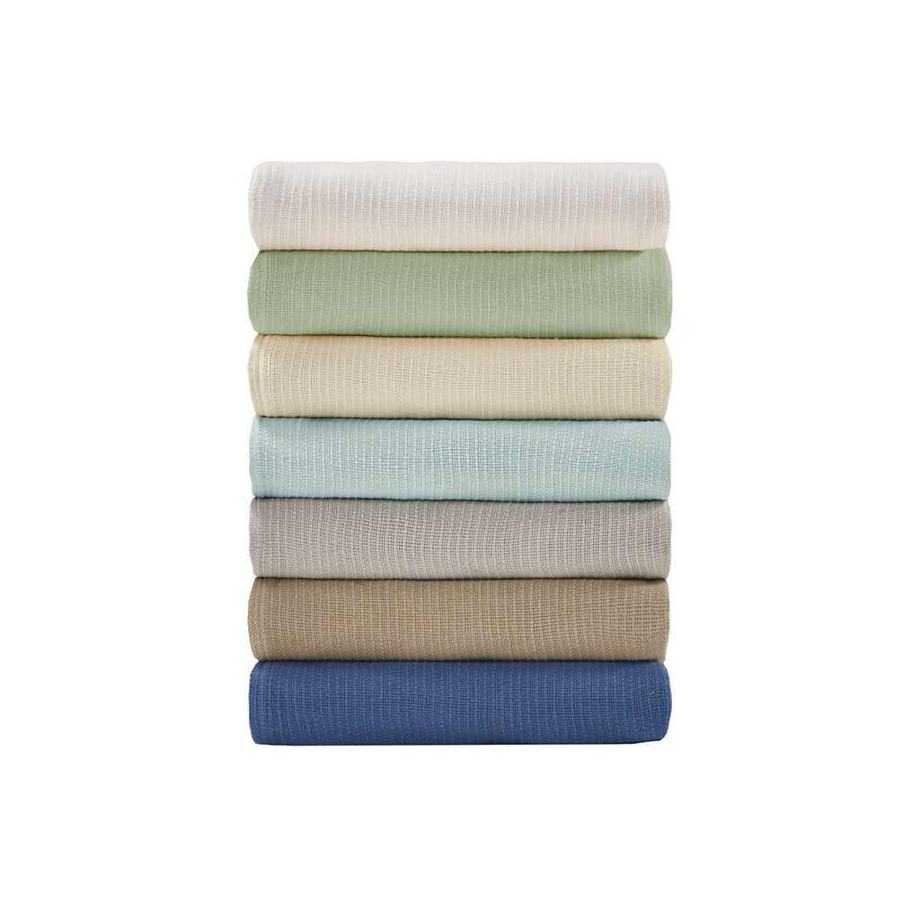Freshspun Basketweave Cotton Blanket - Blue