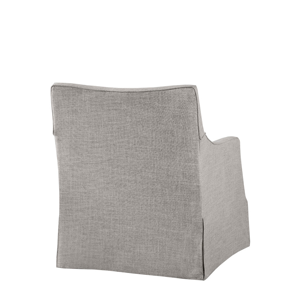 London Upholstered Skirted Swivel Armchair with Lumbar Pillow - Grey