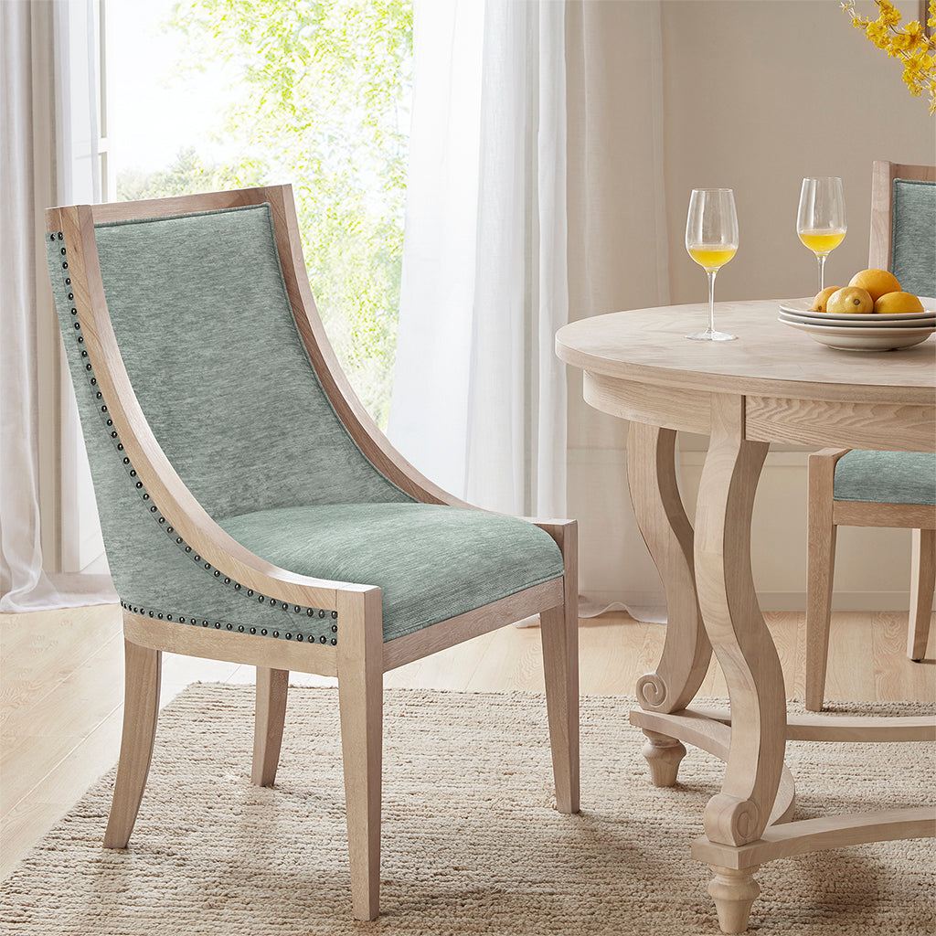 Elmcrest Upholstered Dining Chair with Nailhead Trim - Soft Green