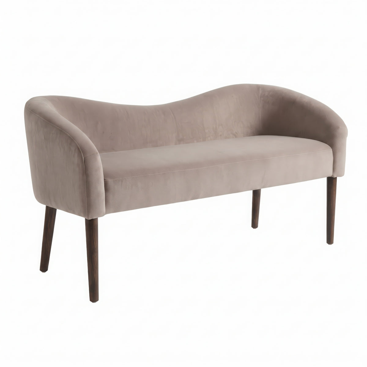 Larkspur Wave Back Velvet Accent Bench - Warm Taupe