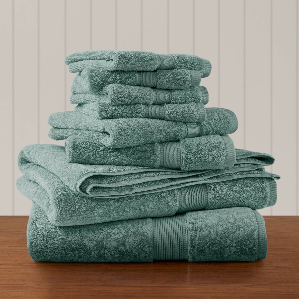 800GSM 100% Cotton 8 Piece Towel Set - Dusty Green