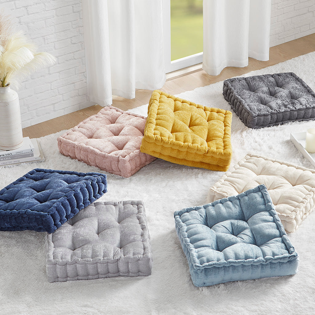 Azza Poly Chenille Square Floor Pillow Cushion Compress Pack - Blush