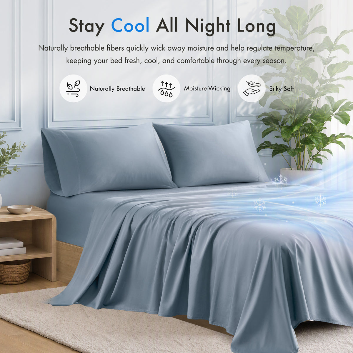 Tencel Cotton Sheets - Dusty Blue