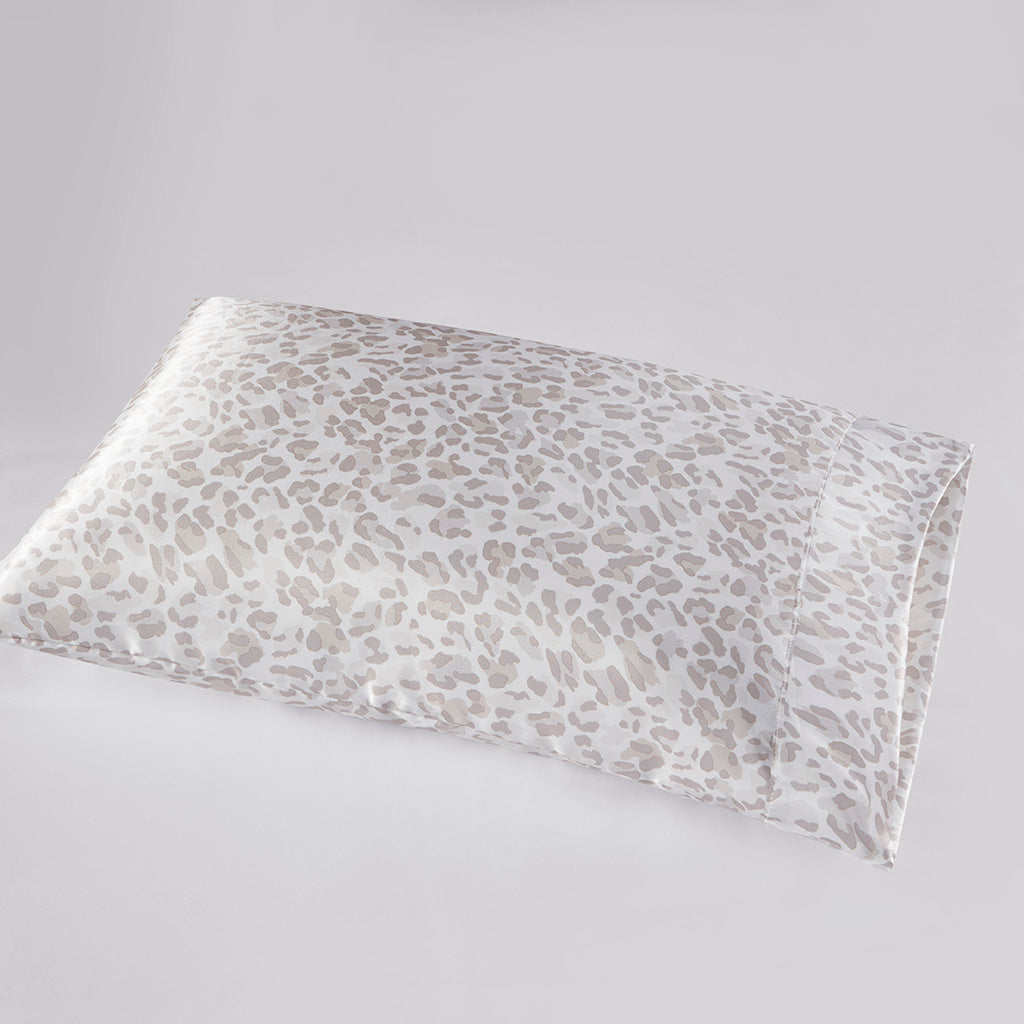 Satin Luxury 2 PC Pillowcases - Taupe Leopard
