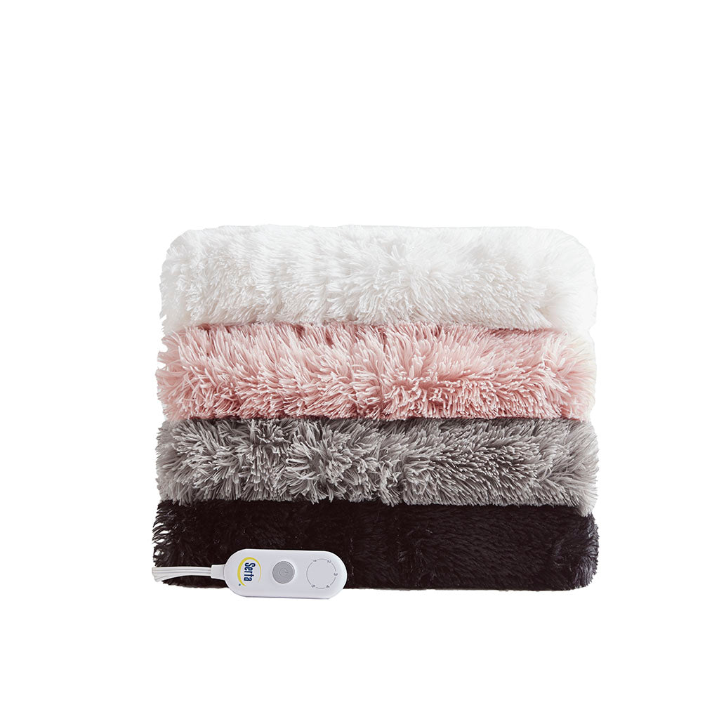 Malea Shaggy Faux Fur Heated Throw - Blush