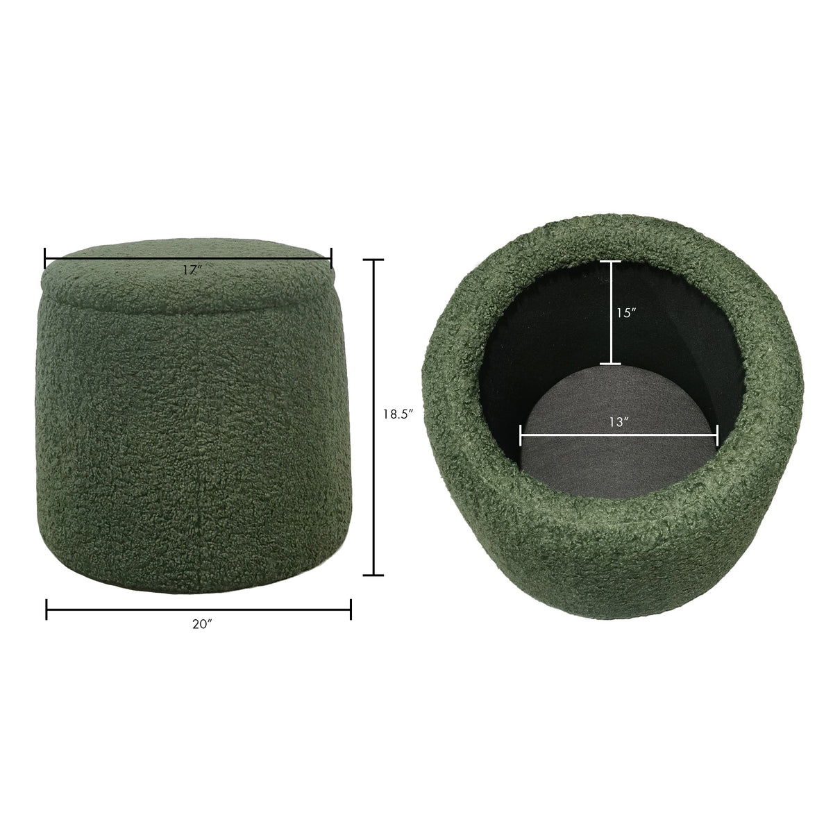 Tara Round Storage Ottoman - Green