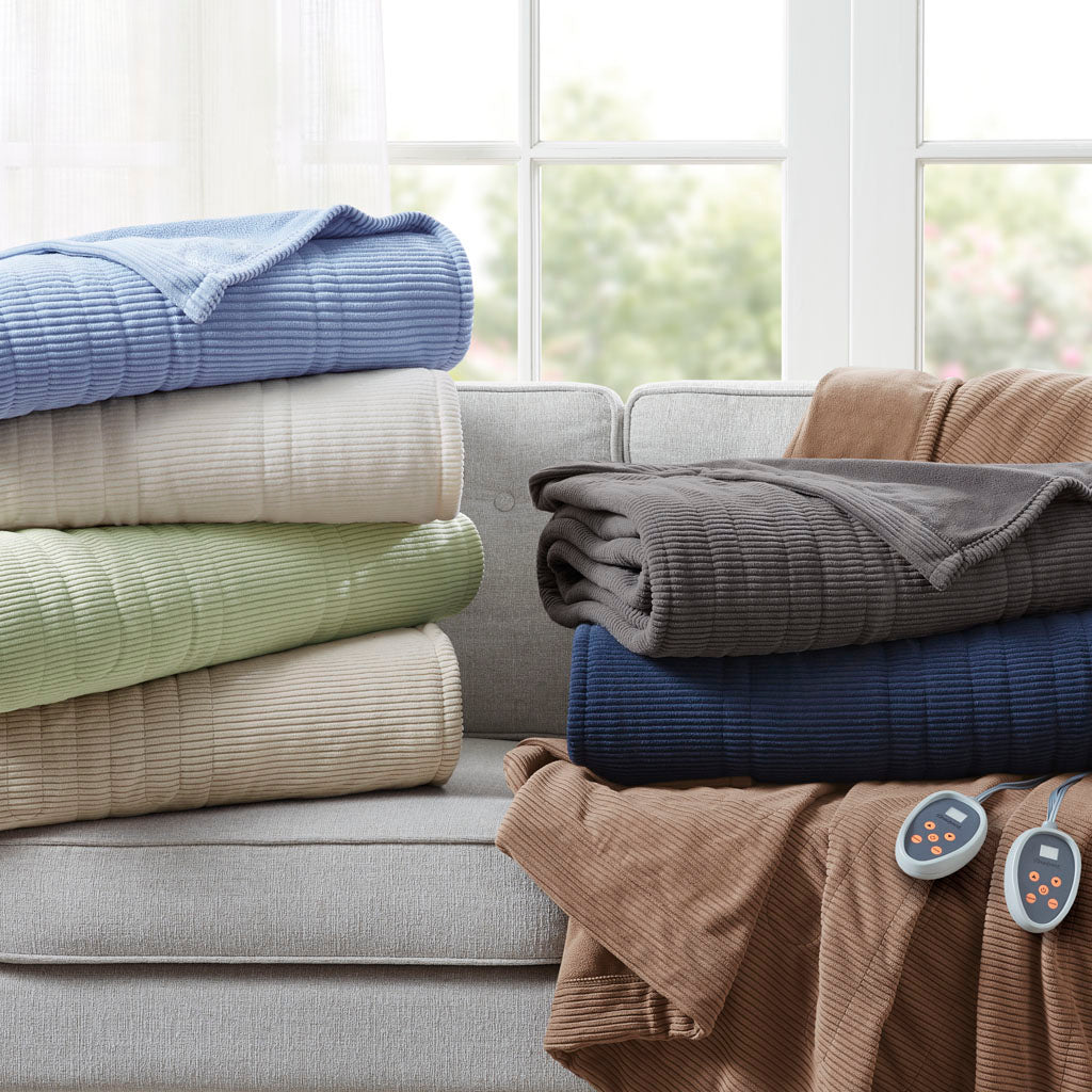 Electric Micro Fleece Heated Blanket - Blue