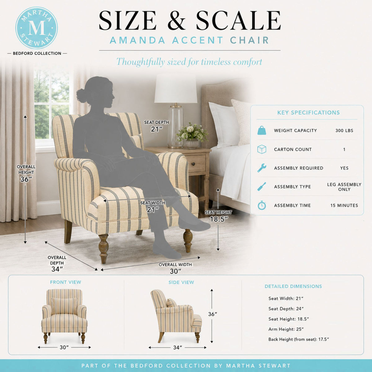 Amanda Accent Chair - Linen/Blue