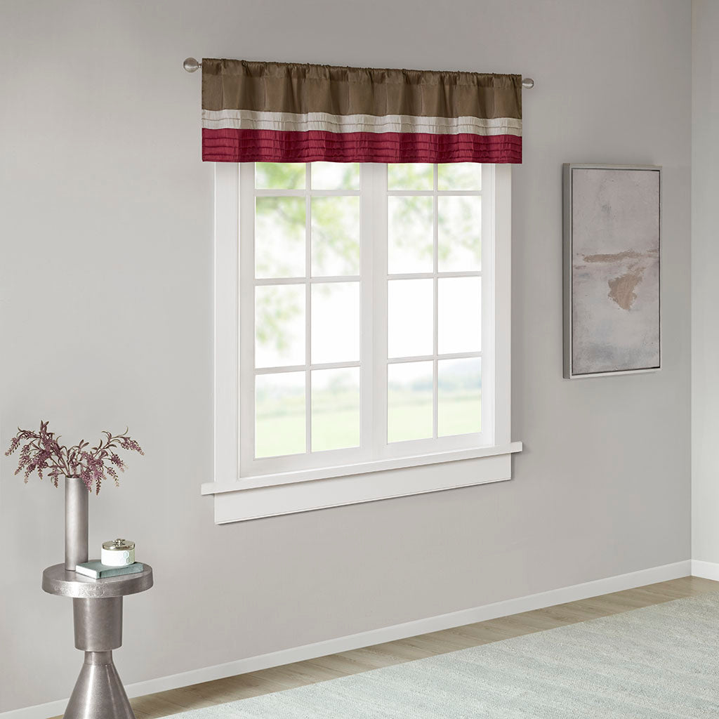 Amherst Polyoni Pintuck Window Valance - Red