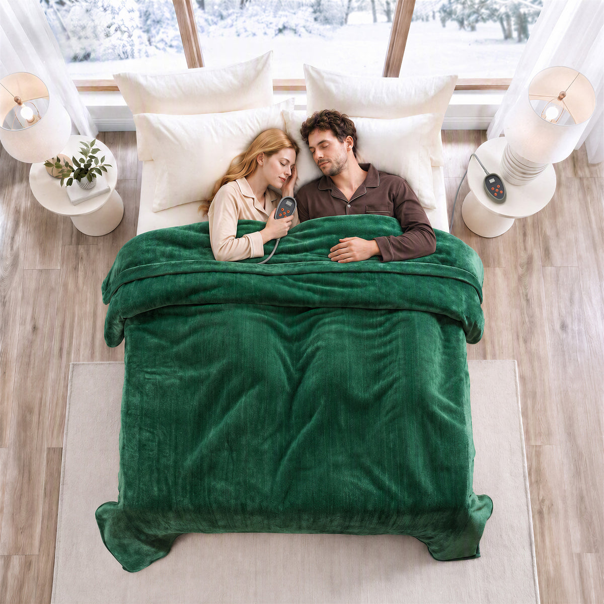 Plush Heated Blanket - Green