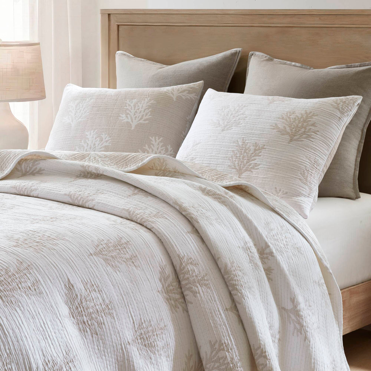 Mia Coral 3 Piece Quilt Mini Set - Linen
