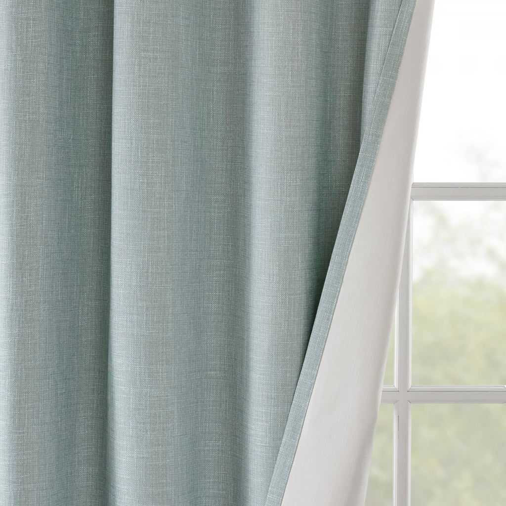 Maya Printed Heathered Blackout Window Patio Panel - Dusty Seafoam