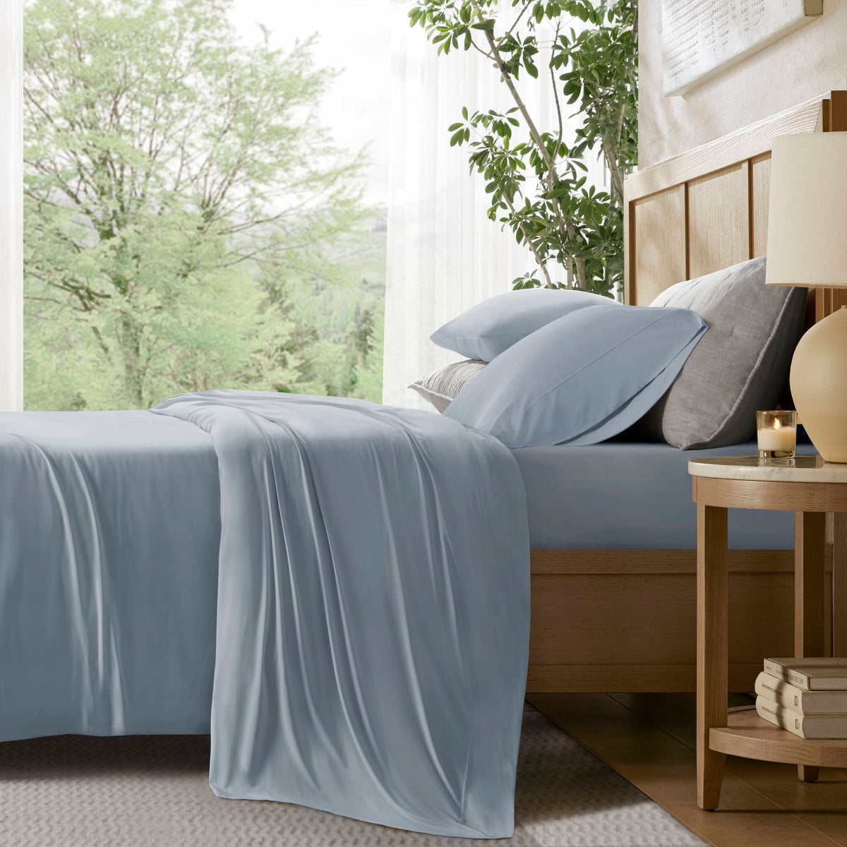 Cooling Stretch Jersey Sheet Set - Blue